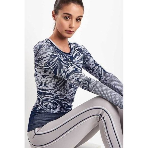 ADIDAS STELLA MCCARTNEY CF4133 YOGA SEAMLESS TEE Collegiate Navy / White ( XS ) - Picture 4 of 5
